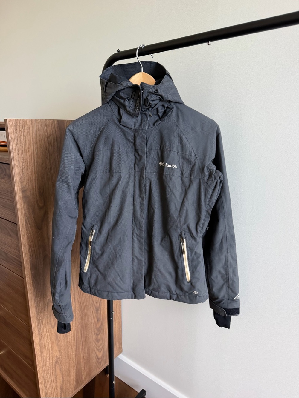 Columbia Omni-Tech Waterproof Winter Ski Parka Jacket black grey Size XS